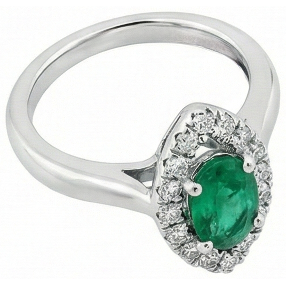 Green Emerald GIA And Natural Earth Mined Diamond 3.75 Carats Engagement Ring Gold White 14K