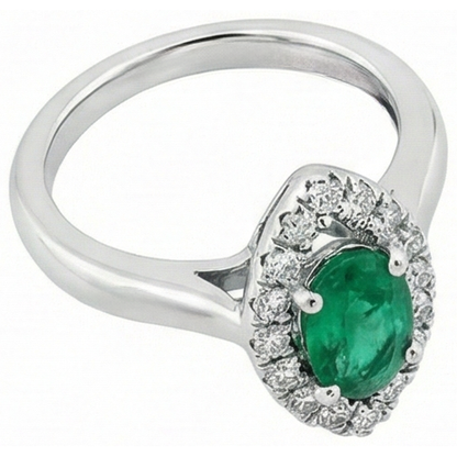 Green Emerald GIA And Natural Earth Mined Diamond 3.75 Carats Engagement Ring Gold White 14K