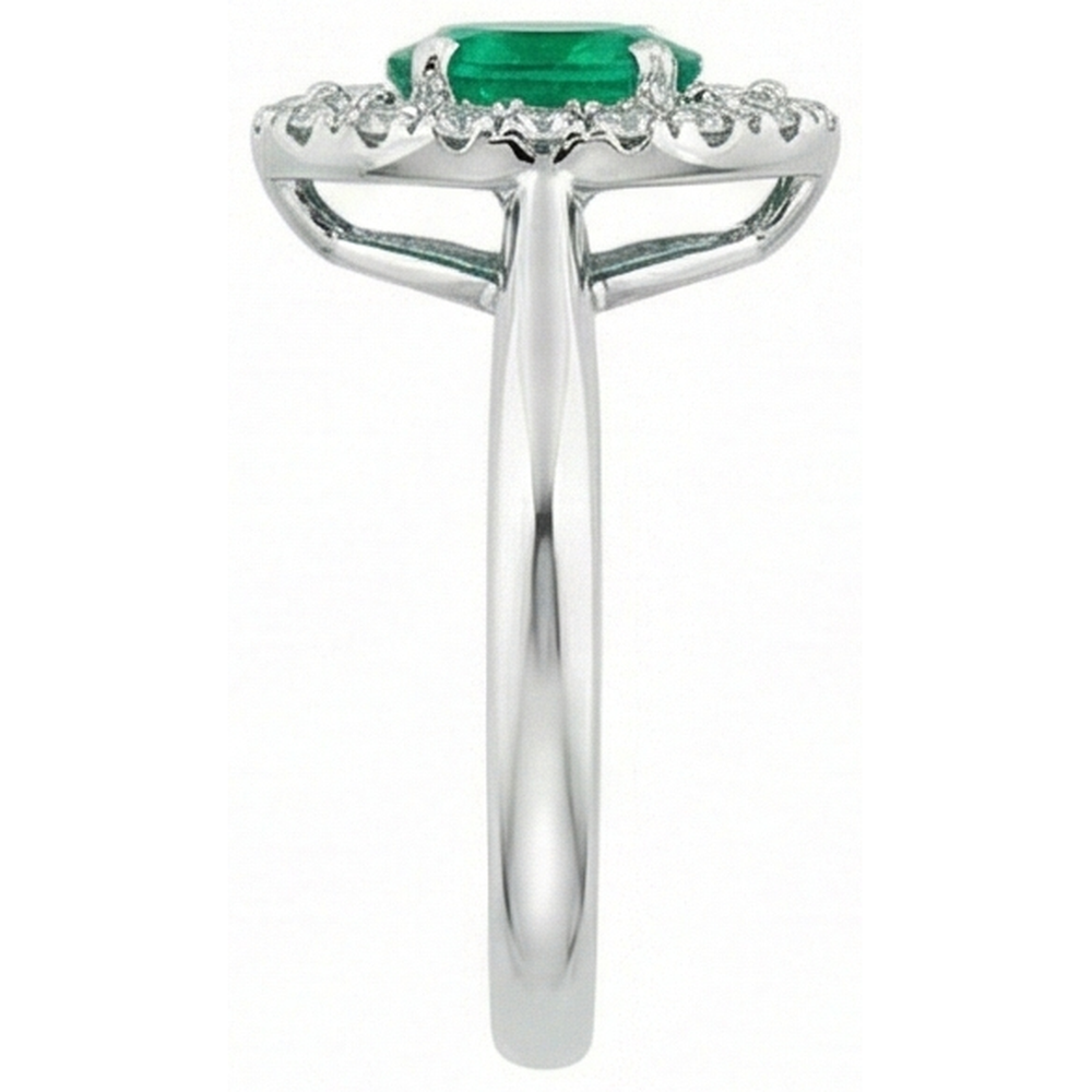 Green Emerald GIA And Natural Earth Mined Diamond 3.75 Carats Engagement Ring Gold White 14K