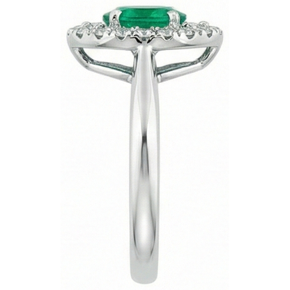 Green Emerald GIA And Natural Earth Mined Diamond 3.75 Carats Engagement Ring Gold White 14K