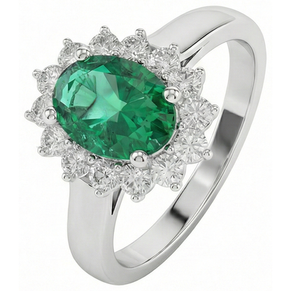 Green Emerald GIA And Natural Earth Mined Diamond Ring 3.50 Carats Lady Gold Jewelry