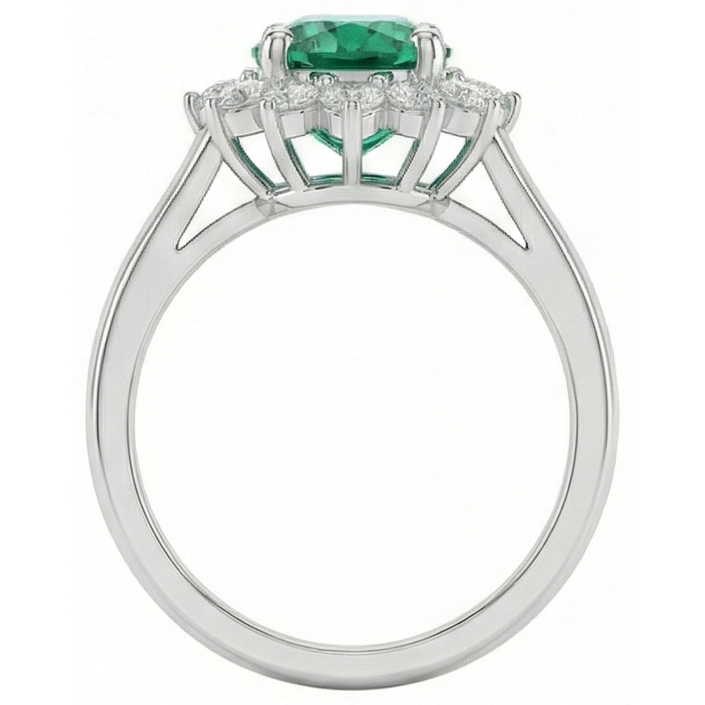 Green Emerald GIA And Natural Earth Mined Diamond Ring 3.50 Carats Lady Gold Jewelry