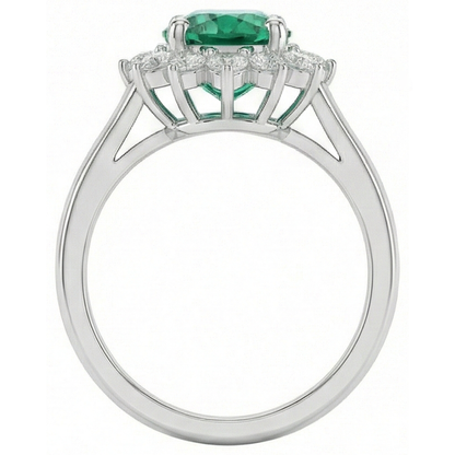 Green Emerald GIA And Natural Earth Mined Diamond Ring 3.50 Carats Lady Gold Jewelry