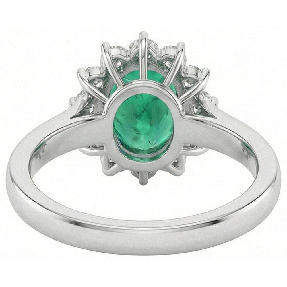 Green Emerald GIA And Natural Earth Mined Diamond Ring 3.50 Carats Lady Gold Jewelry