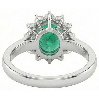 Green Emerald GIA And Natural Earth Mined Diamond Ring 3.50 Carats Lady Gold Jewelry