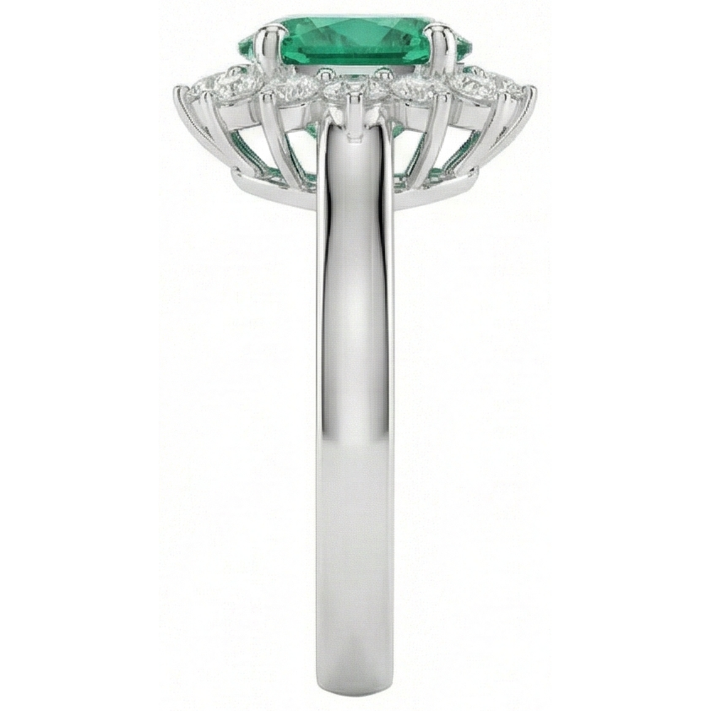 Green Emerald GIA And Natural Earth Mined Diamond Ring 3.50 Carats Lady Gold Jewelry