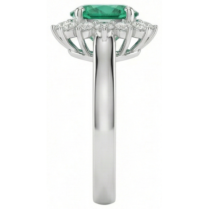 Green Emerald GIA And Natural Earth Mined Diamond Ring 3.50 Carats Lady Gold Jewelry