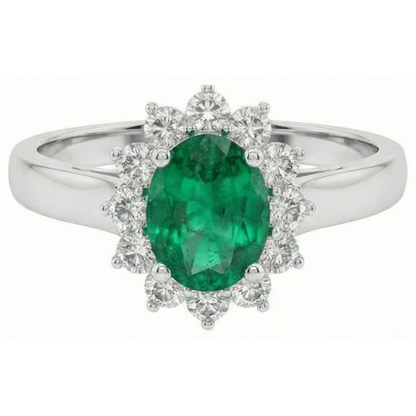 natural round emerald 3.50ct ring side angle