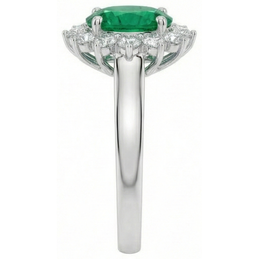 natural round emerald 3.50ct ring profile view
