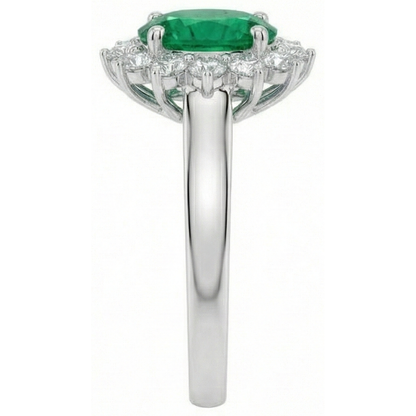 natural round emerald 3.50ct ring profile view