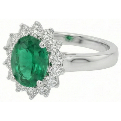 natural round emerald 3.50ct ring top view