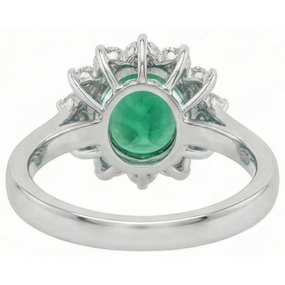 natural round emerald 3.50ct ring with diamond accents