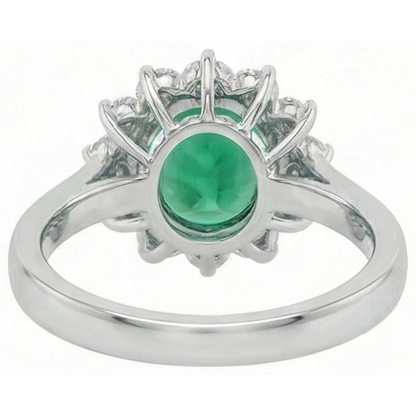 natural round emerald 3.50ct ring with diamond accents