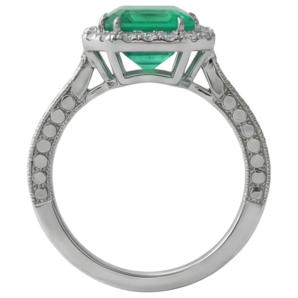 Green Emerald GIA And Natural Earth Mined Diamond Wedding Ring White Gold Jewelry 21.50 Ct