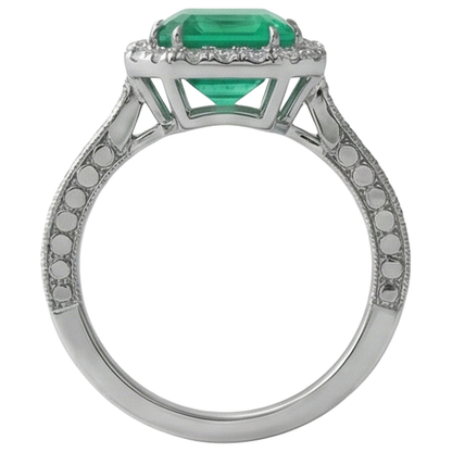 Green Emerald GIA And Natural Earth Mined Diamond Wedding Ring White Gold Jewelry 21.50 Ct