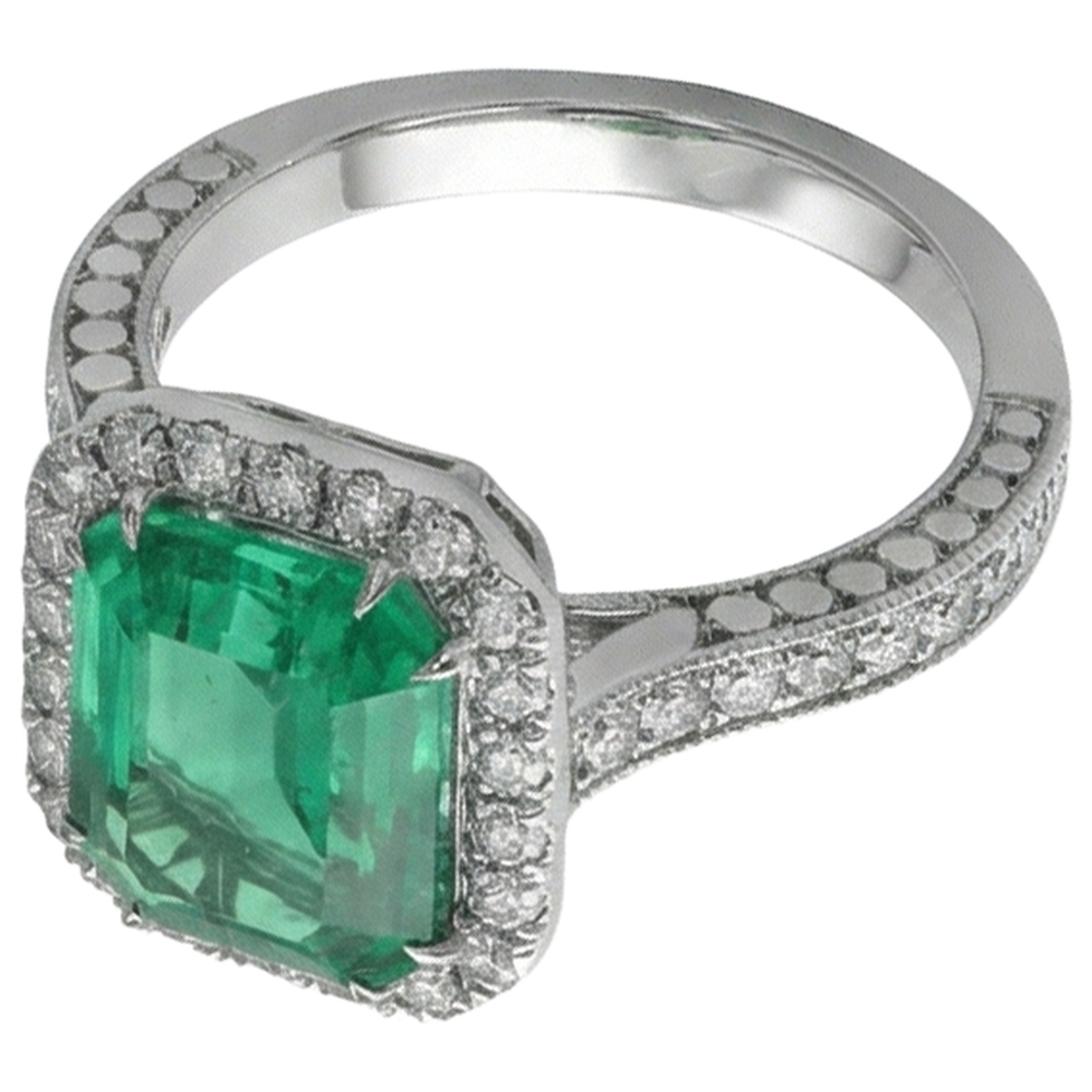 Green Emerald GIA And Natural Earth Mined Diamond Wedding Ring White Gold Jewelry 21.50 Ct