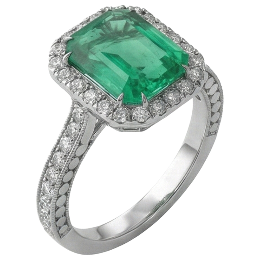 Green Emerald GIA And Natural Earth Mined Diamond Wedding Ring White Gold Jewelry 21.50 Ct