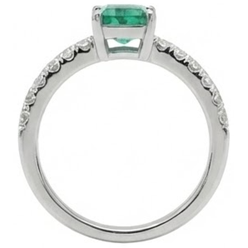 Green Emerald GIA And Natural Earth Mined Diamonds 2.80 Carats Engagement Ring White Gold 14K