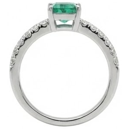 Green Emerald GIA And Natural Earth Mined Diamonds 2.80 Carats Engagement Ring White Gold 14K
