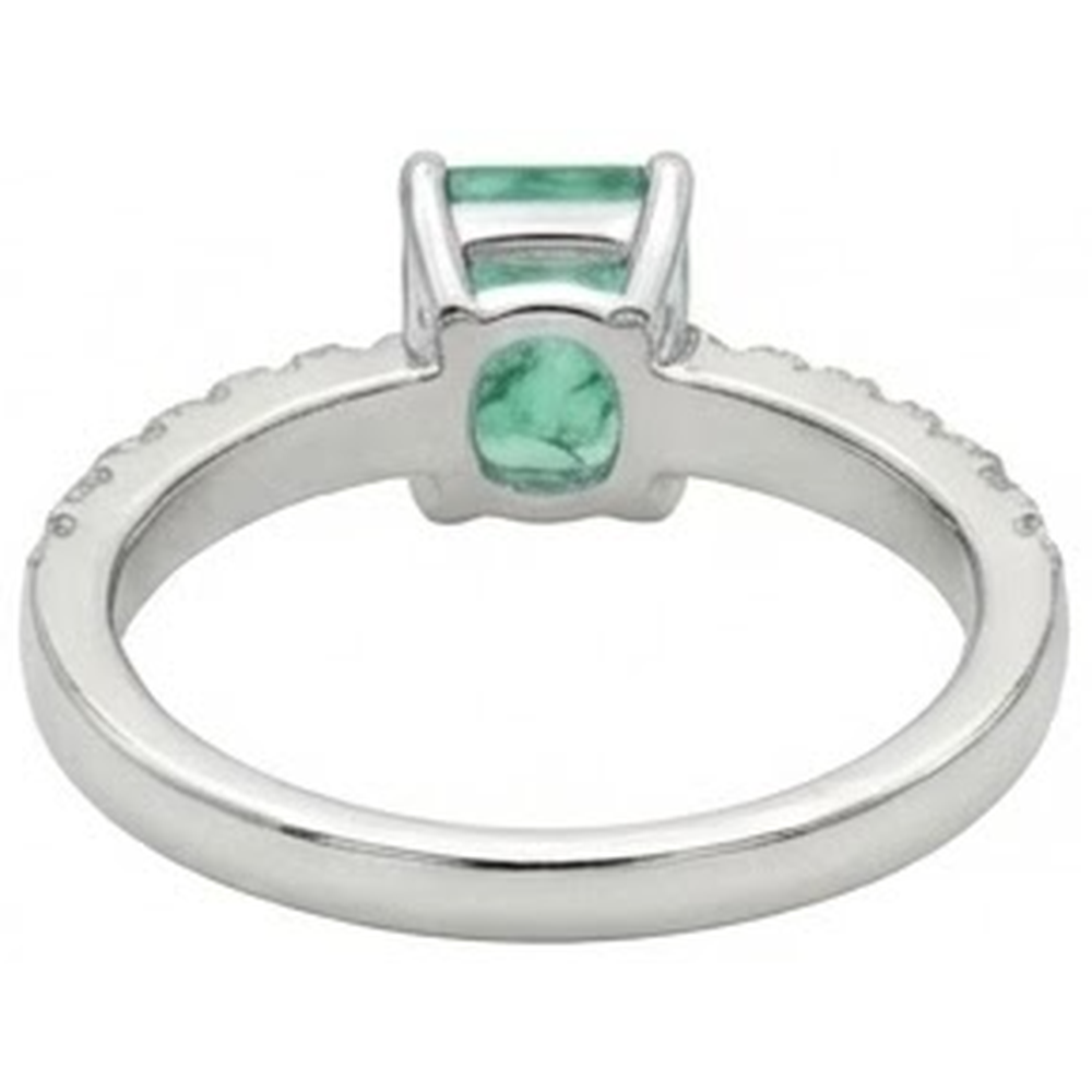 Green Emerald GIA And Natural Earth Mined Diamonds 2.80 Carats Engagement Ring White Gold 14K
