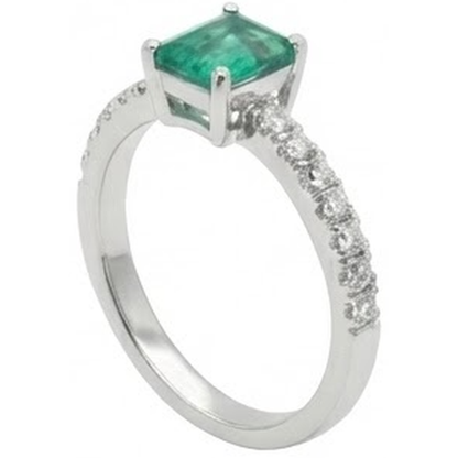 Green Emerald GIA And Natural Earth Mined Diamonds 2.80 Carats Engagement Ring White Gold 14K