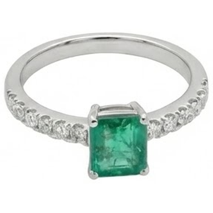 Green Emerald GIA And Natural Earth Mined Diamonds 2.80 Carats Engagement Ring White Gold 14K