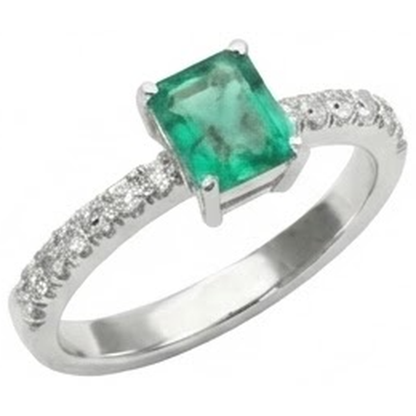 Green Emerald GIA And Natural Earth Mined Diamonds 2.80 Carats Engagement Ring White Gold 14K
