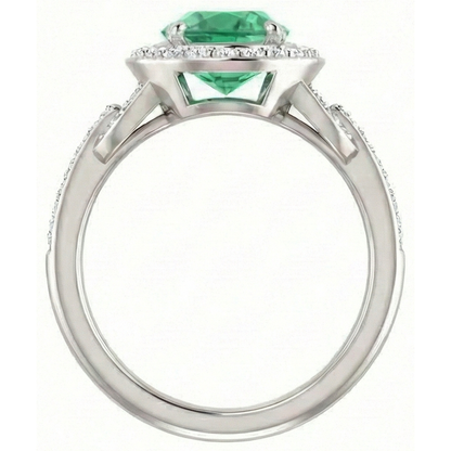 Green Emerald GIA And Natural Earth Mined Diamonds 4.85 Carats Engagement Ring White Gold 14K