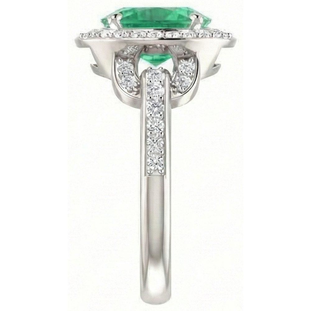 Green Emerald GIA And Natural Earth Mined Diamonds 4.85 Carats Engagement Ring White Gold 14K