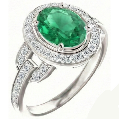 Green Emerald GIA And Natural Earth Mined Diamonds 4.85 Carats Engagement Ring White Gold 14K