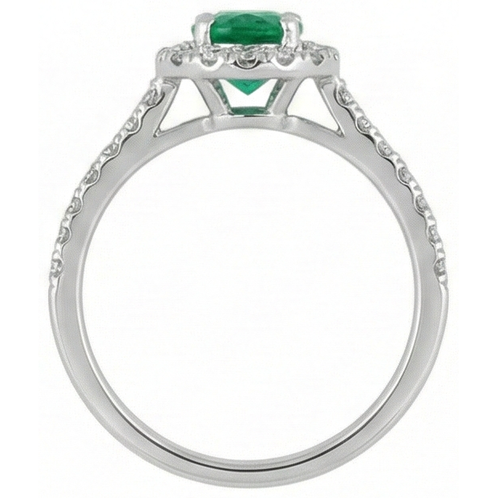 natural round emerald 5.25ct ring with diamond accents