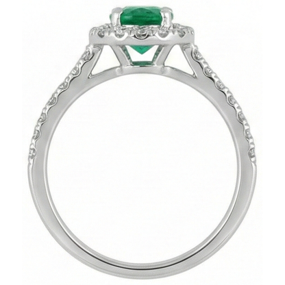 natural round emerald 5.25ct ring with diamond accents
