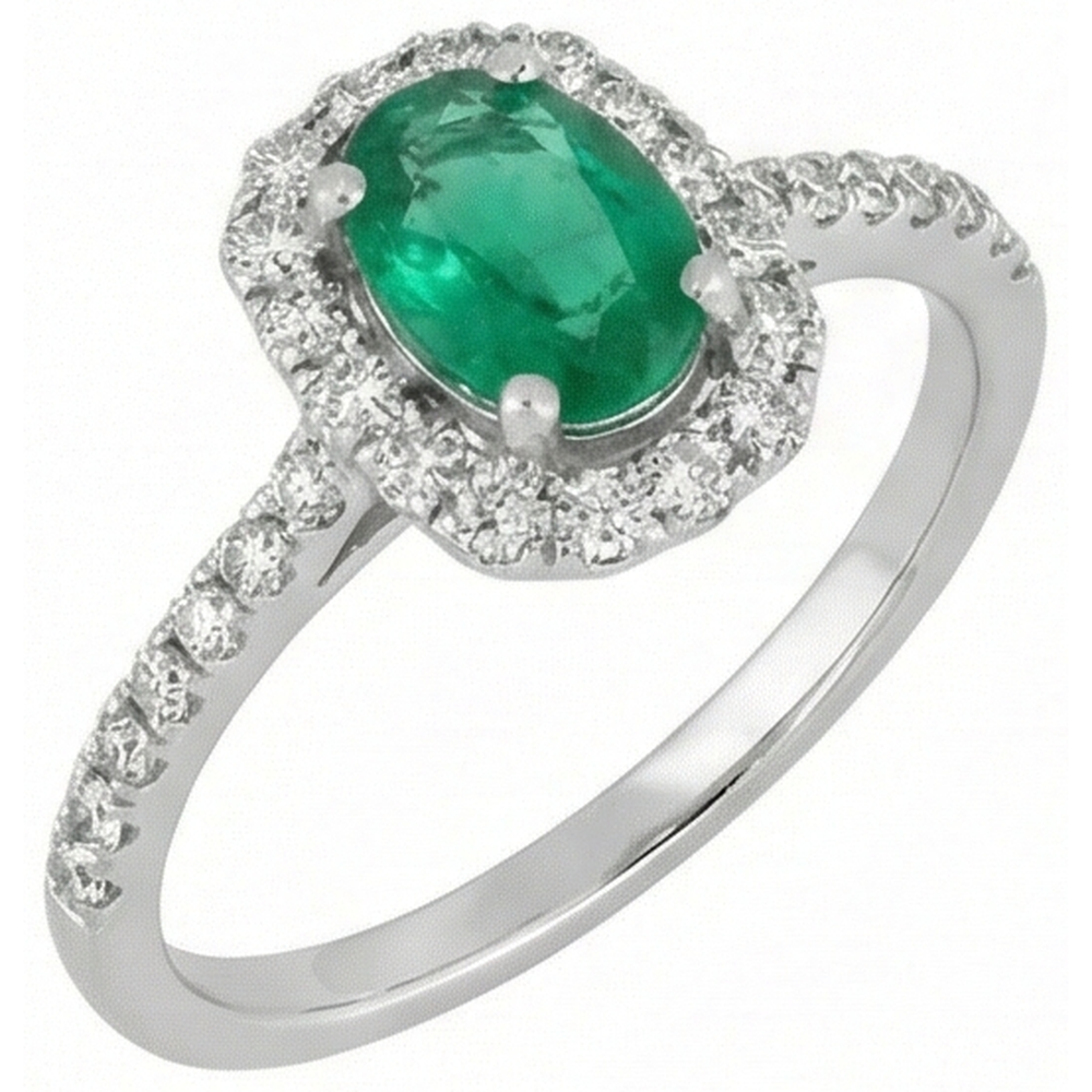 natural round emerald 5.25ct ring profile view