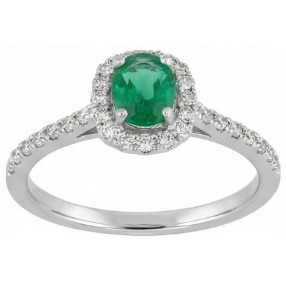 natural round emerald 5.25ct ring close up detail