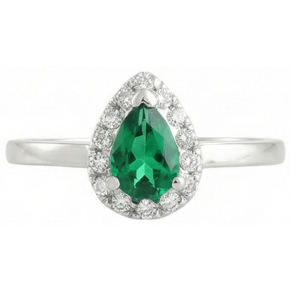 Green Emerald GIA And Natural Earth Mined Diamonds 5 Ct Anniversary Ring 14K White Gold New