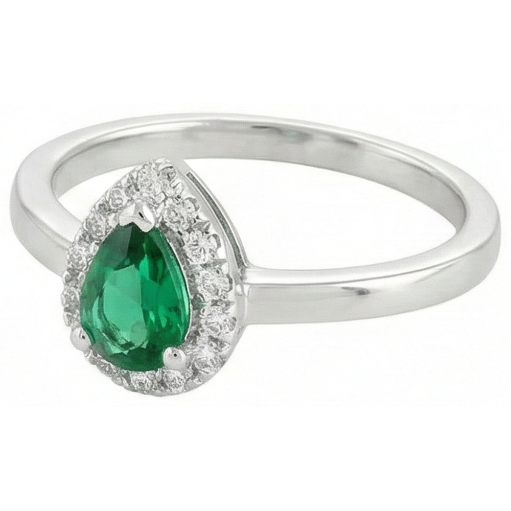 Green Emerald GIA And Natural Earth Mined Diamonds 5 Ct Anniversary Ring 14K White Gold New
