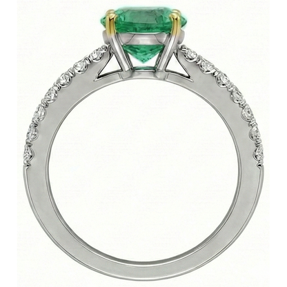 Natural Real ( Not Lab Grown ) Green Emerald GIA Anniversary Ring Casual 14K Gold