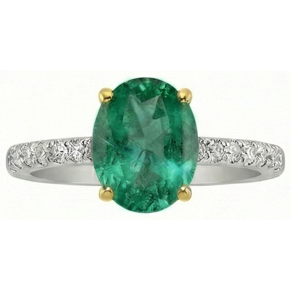 Natural Real ( Not Lab Grown ) Green Emerald GIA Anniversary Ring Casual 14K Gold