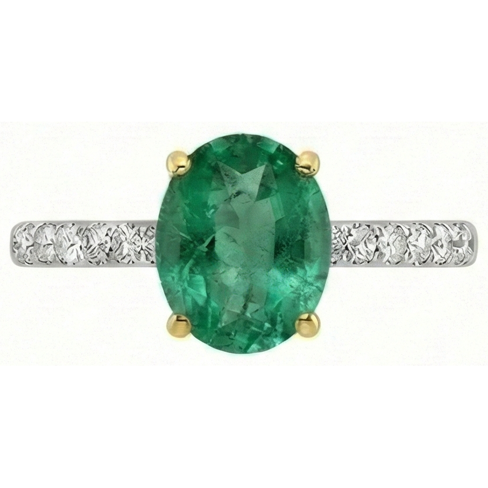 Natural Real ( Not Lab Grown ) Green Emerald GIA Anniversary Ring Casual 14K Gold