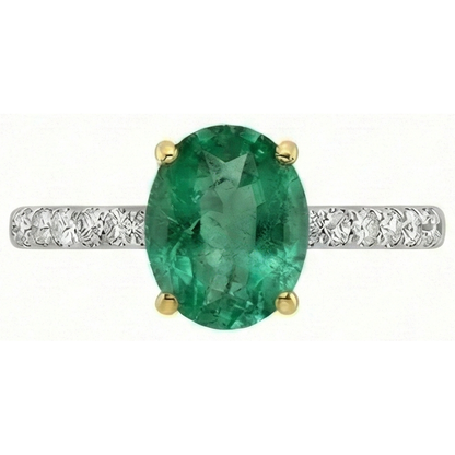 Natural Real ( Not Lab Grown ) Green Emerald GIA Anniversary Ring Casual 14K Gold