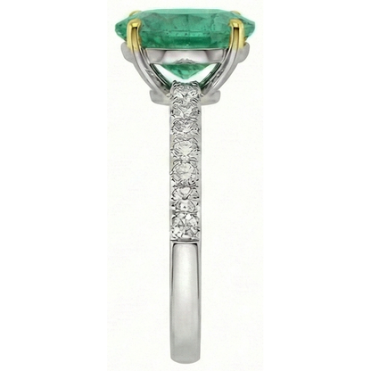 Natural Real ( Not Lab Grown ) Green Emerald GIA Anniversary Ring Casual 14K Gold