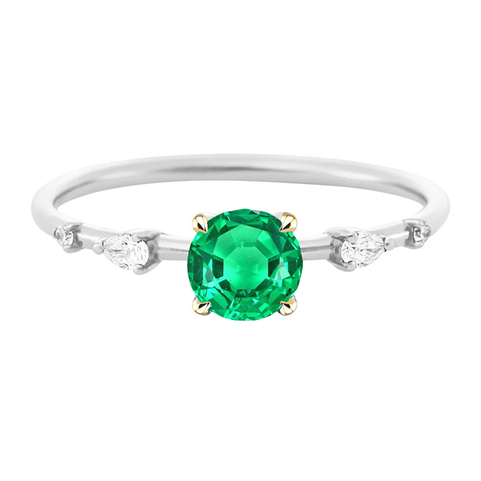 Green Emerald Anniversary Ring Dainty Casual Jewelry