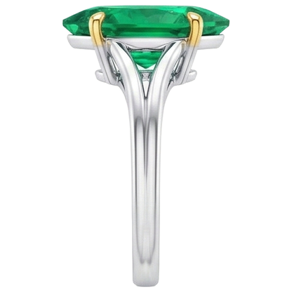 Natural Real ( Not Lab Grown ) Green Emerald GIA Birthstone Ring Marquise Shape Split Shank