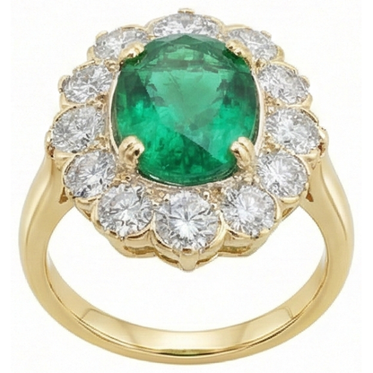 Natural Real ( Not Lab Grown ) Green Emerald GIA Cocktail Ring