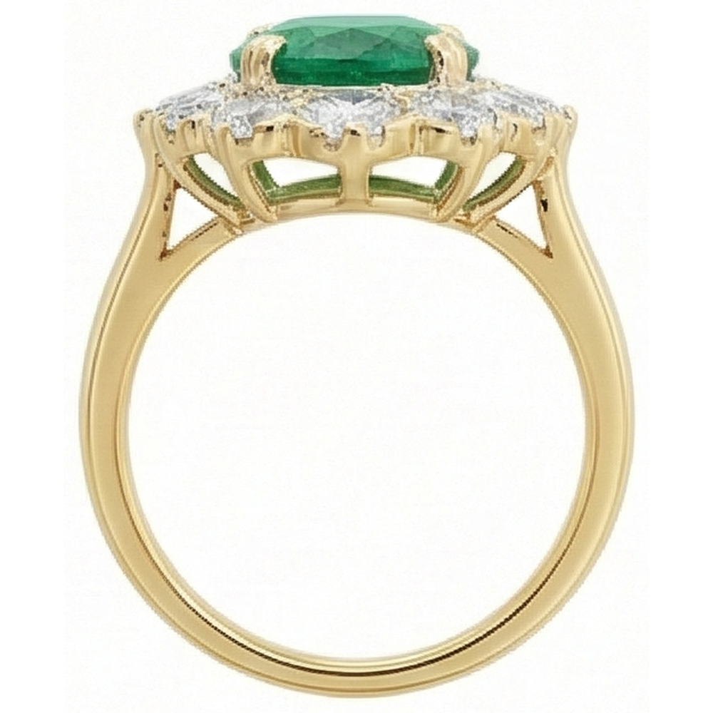 Natural Real ( Not Lab Grown ) Green Emerald GIA Cocktail Ring