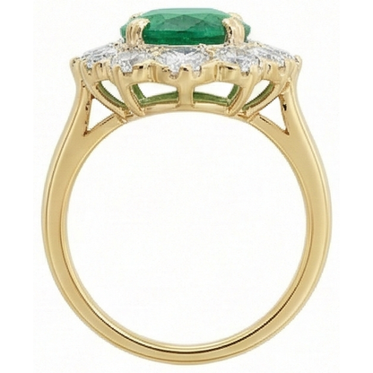 Natural Real ( Not Lab Grown ) Green Emerald GIA Cocktail Ring