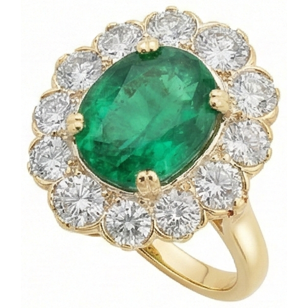 Natural Real ( Not Lab Grown ) Green Emerald GIA Cocktail Ring