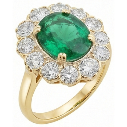 Natural Real ( Not Lab Grown ) Green Emerald GIA Cocktail Ring