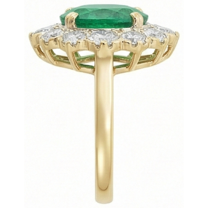 Natural Real ( Not Lab Grown ) Green Emerald GIA Cocktail Ring