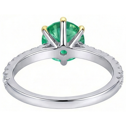 Natural Real ( Not Lab Grown ) Green Emerald GIA Dainty Diamond Ring